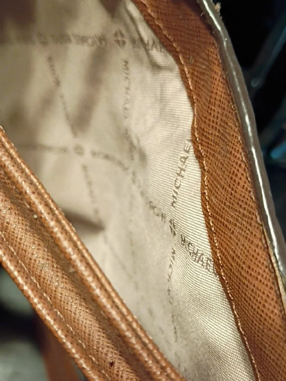Michael Kors Saffiano Zip Wallet in Cognac Brown with Gold Logo